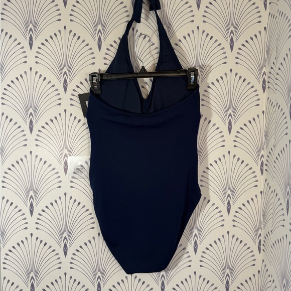Ellen Tracy Navy Blue One Piece Swimsuit with Textured Fabric - Picture 2 of 3